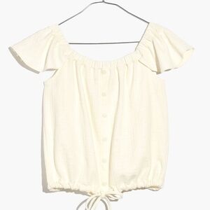 NWOT Madewell Texture & Thread Off the Shoulder Top, Bright Ivory, Medium